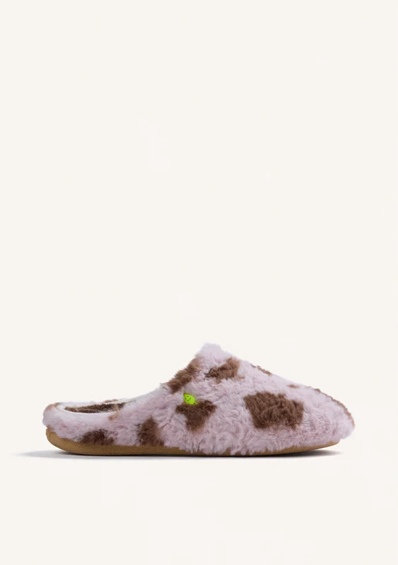 ANIMAL PRINT FUR HOUSE SLIPPERS 37