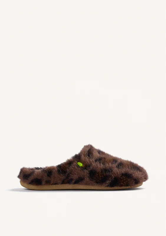 ANIMAL PRINT FUR HOUSE SLIPPERS 42