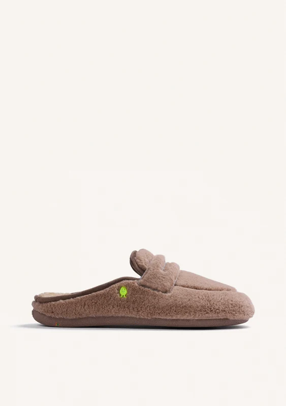 TAUPE HOUSE SLIPPERS MOCASSIN STYLE FUR 41