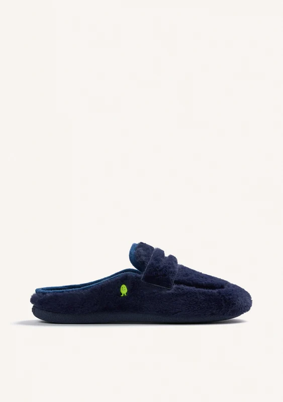 NAVY BLUE HOUSE SLIPPERS MOCCASIN STYLE WITH FUR 41