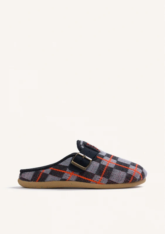 GREY HOUSE SLIPPERS CLOG-STYLE WITH FUR 44