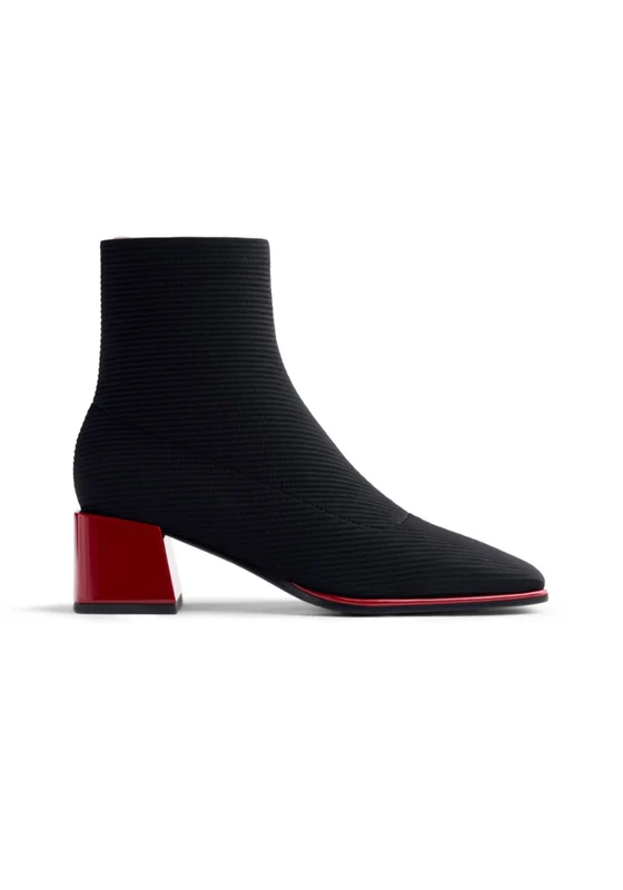 Stretch Block Heel Ankle Boot - Black Black / 41