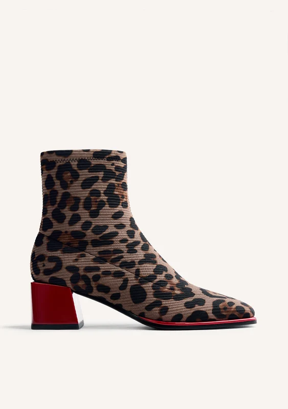 ELASTIC ANIMAL PRINT ANKLE BOOTS 37