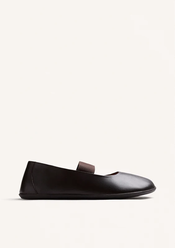 BROWN BAREFOOT LEATHER BALLET FLATS 36
