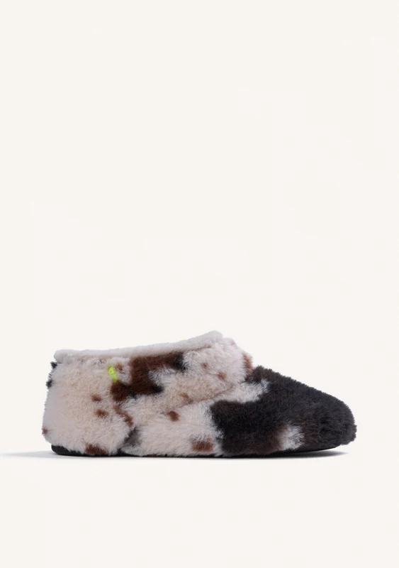 HIGH-TOP ANIMAL PRINT FUR HOUSE SLIPPERS 41