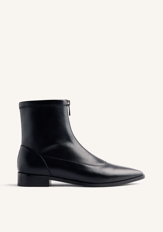 BLACK ELASTIC ANKLE BOOTS WITH ZIPPER 41