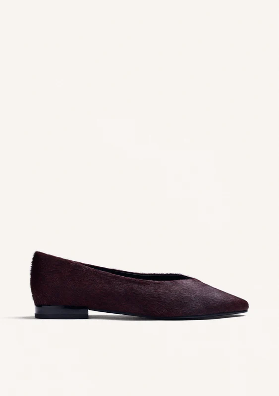 BURGUNDY LEATHER BALLET FLATS 42