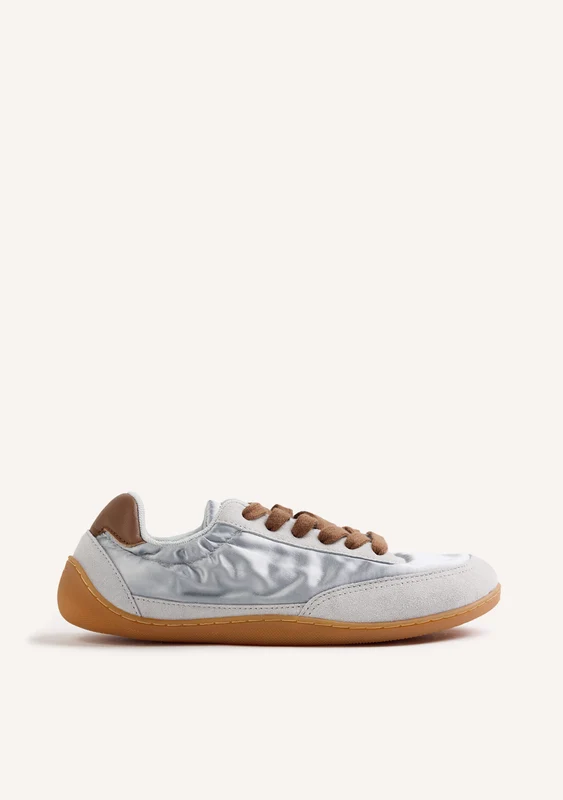 BLUE SATIN AND LEATHER BAREFOOT SNEAKERS 39