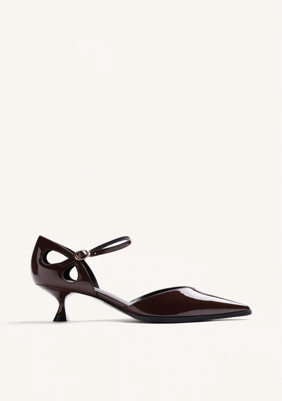 BROWN HEEL PATENT EFFECT SHOES 39