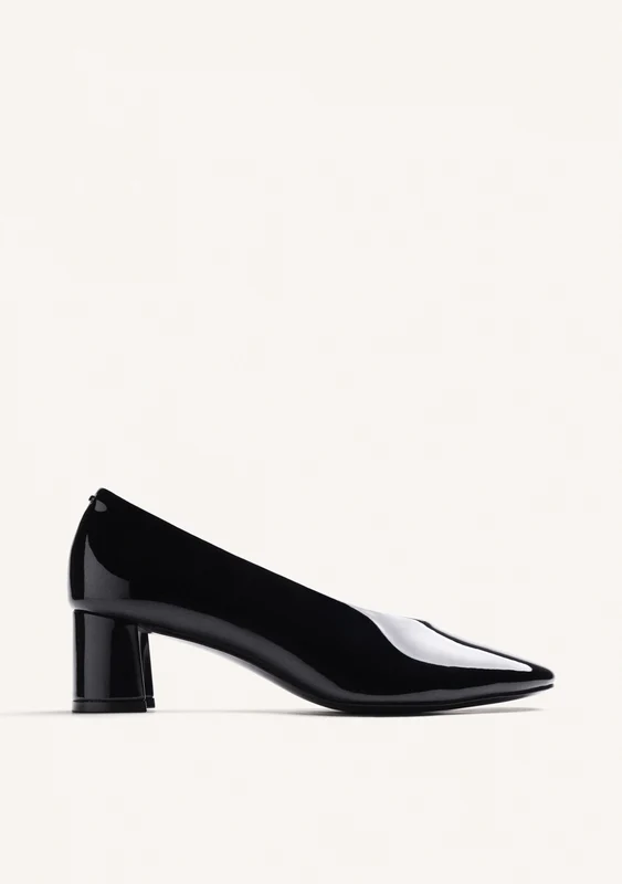 BLACK PATENT EFFECT HEEL SHOES 41