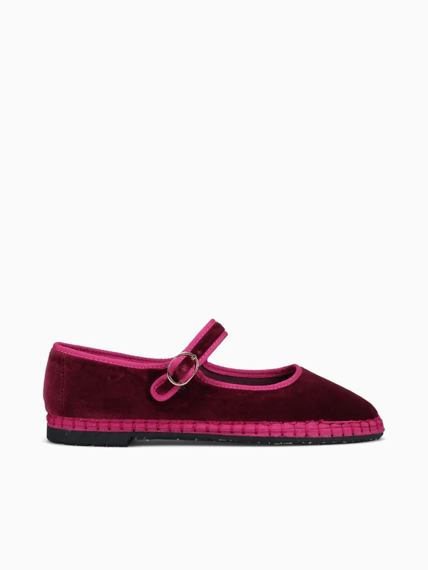 Mary Jane Ursula Burgundy Velvet Dark Red / 40 / M