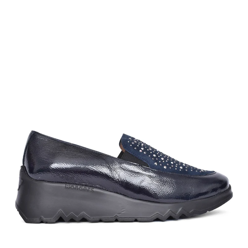 Ladies E-6733 Wedge Slip-on Shoe In Blue 39 / Blue