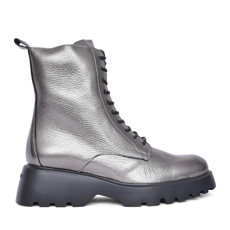 Ladies C-7205 Laced Calf Boot In Pewter 38 / Pewter