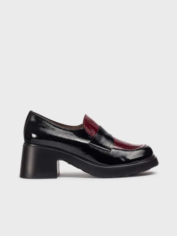 WONDERS Mocassino Tacco Medio Donna - E-7121 Negro/Vino 40