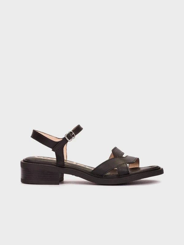 WONDERS Sandalo Tacco Basso Donna - B-9610 Nero 38