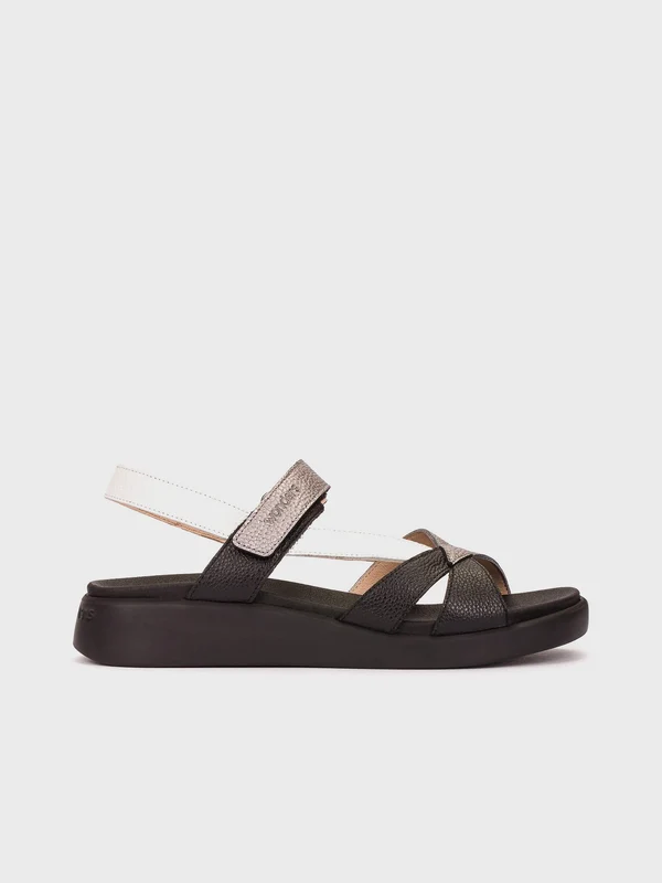 WONDERS Sandalo Con Zeppa Donna - C-6552 Negro/Plomo 40