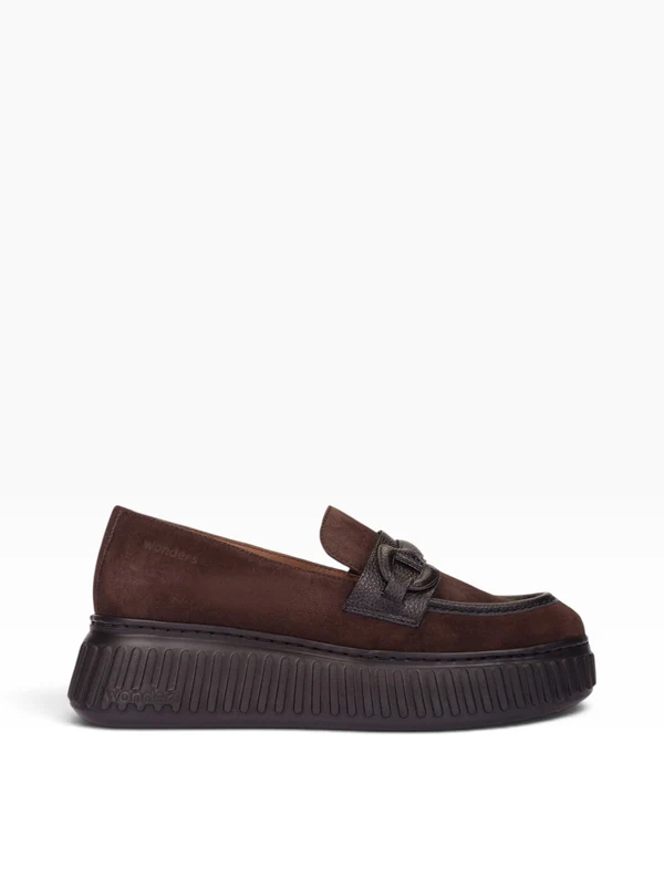 WONDERS Mocassino Con Zeppa Donna - A-5203 Testa di Moro/Nero 38