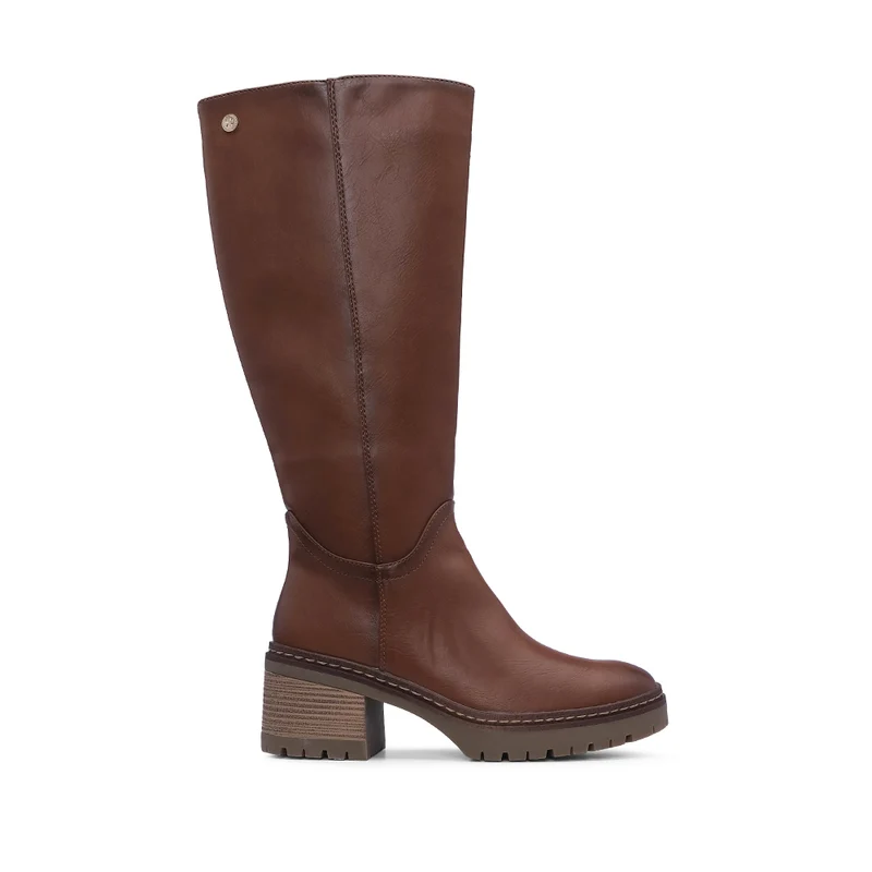 Bota Salto Médio Mulher Pele Sintética Camel 40