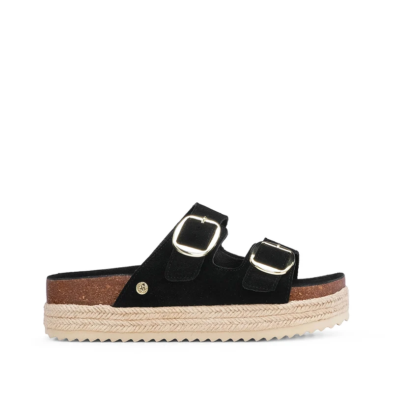 Chinelo Casual Mulher Com Sola em Ráfia Preto 40