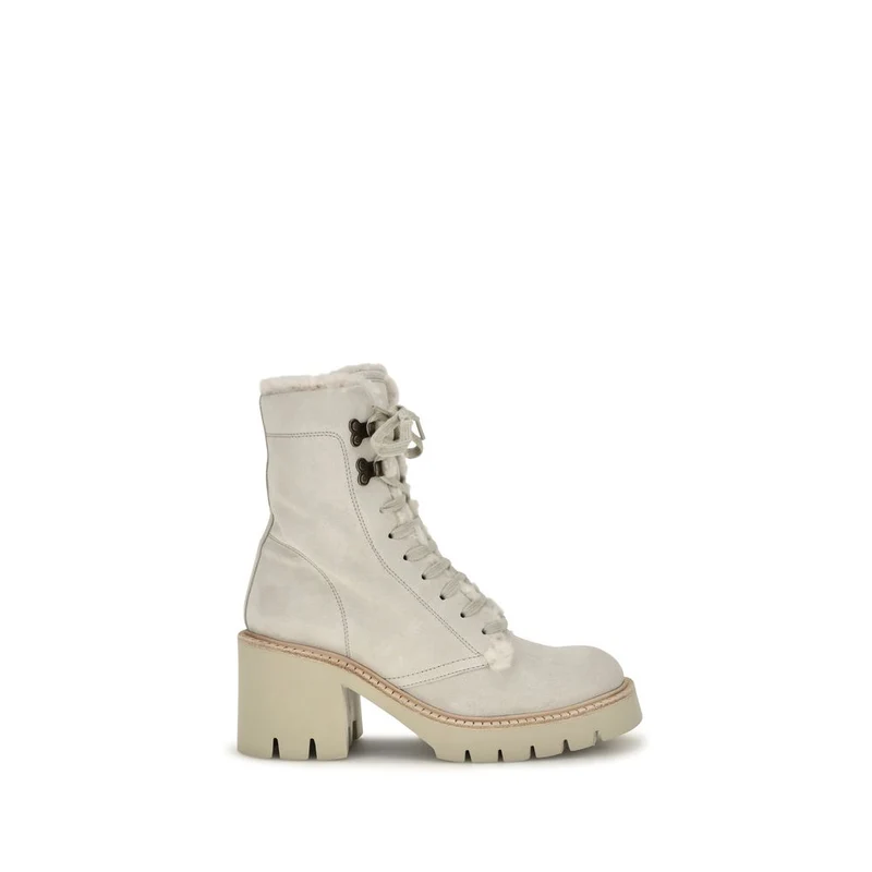 Pedro García Beige Calf Leather Bos Taurus Lace-Up Boots EU36/US6