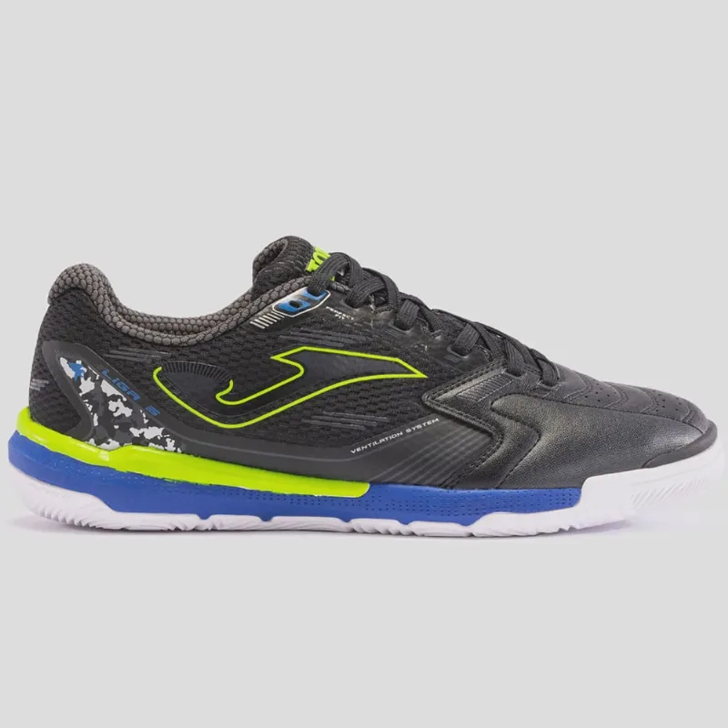 Tênis Futsal Joma Liga 5 Unissex Preto Limão