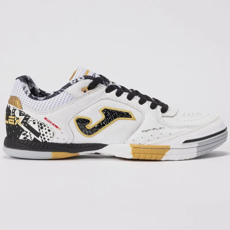 Tênis Futsal Joma Top Flex Unissex Branco Caramelo