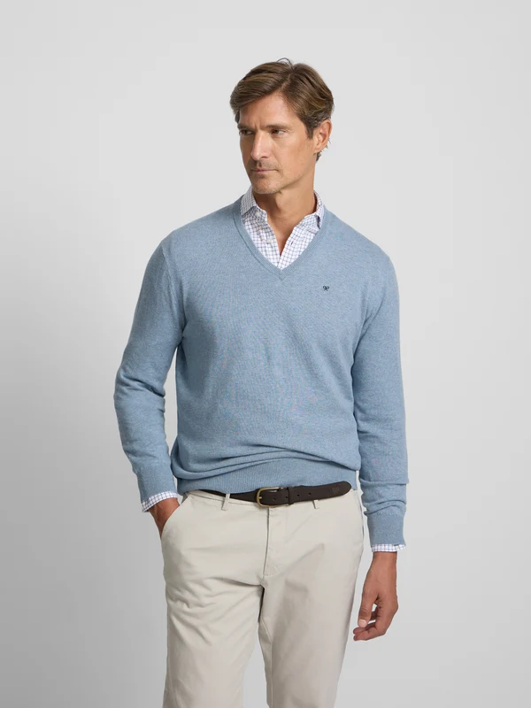 Jersey cuello pico azul XS / AZUL