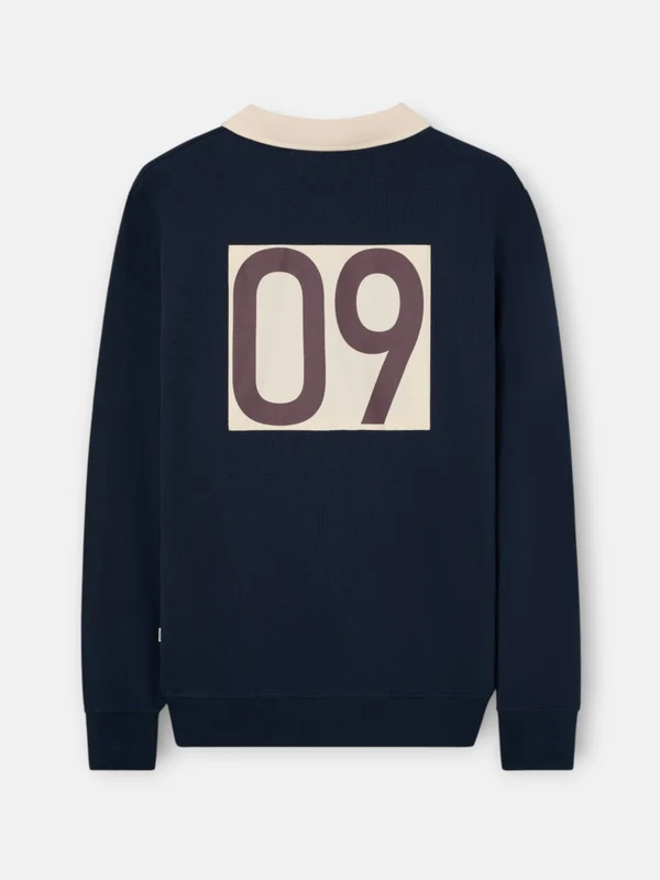 Sudadera cuello polo parche azul marino S / AZUL MARINO