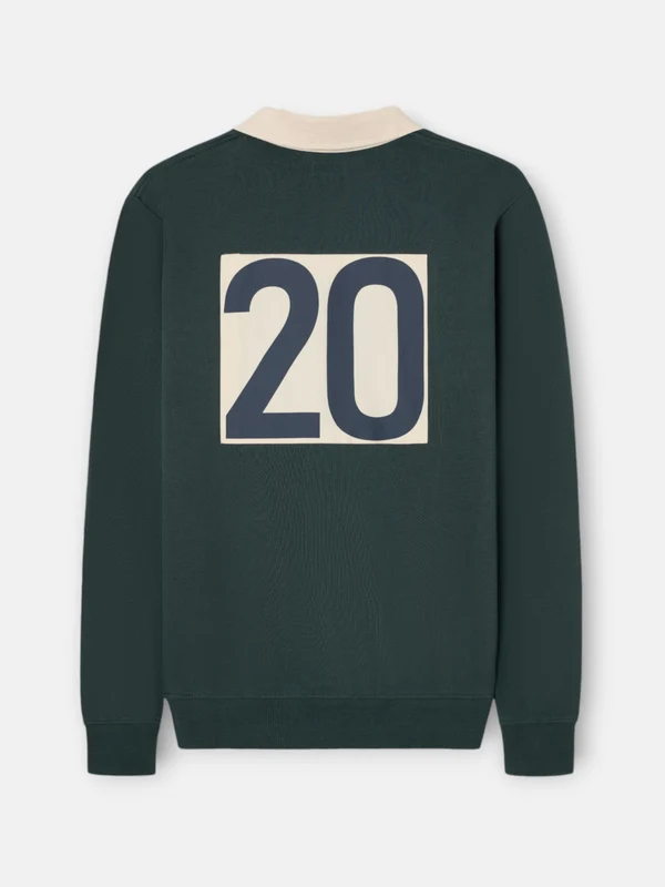 Sudadera cuello polo parche verde oscuro XXS / VERDE