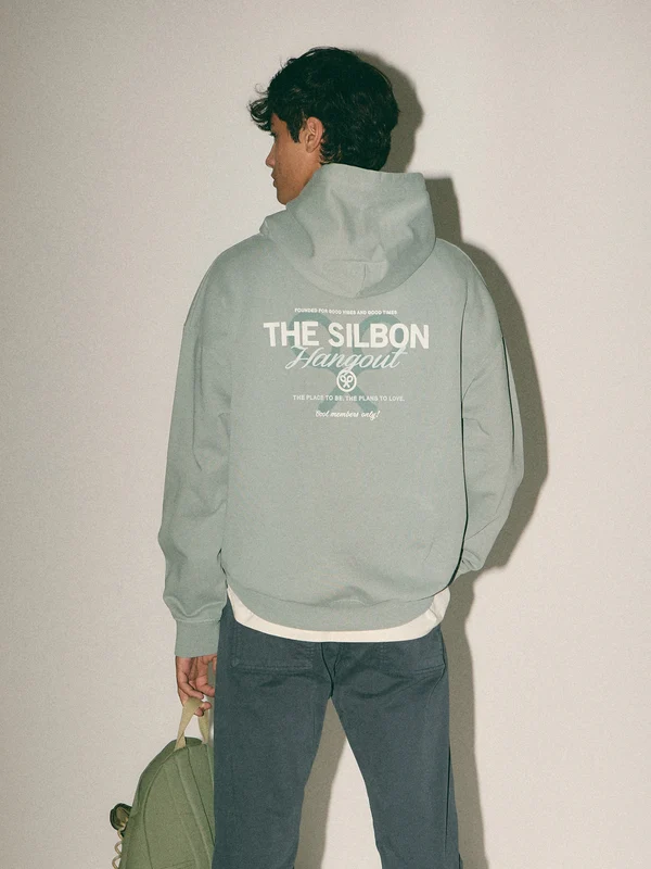 Sudadera relaxed fit capucha hangout verde L / VERDE