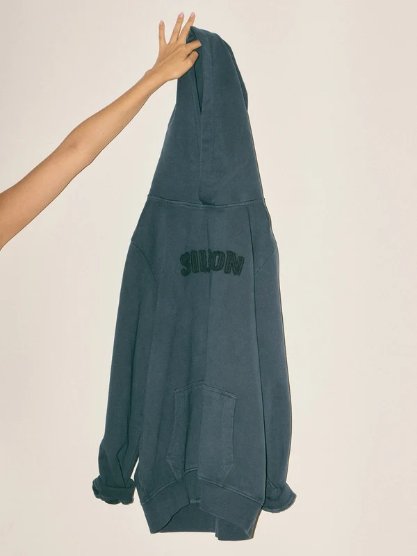 Sudadera capucha parche tono azul S / AZUL