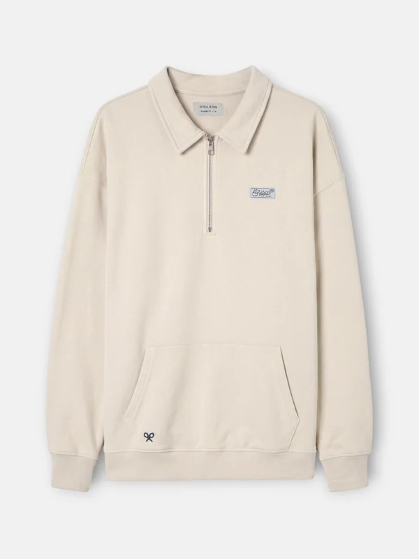 Sudadera relaxed fit media cremallera etiqueta crema XXL / BEIGE