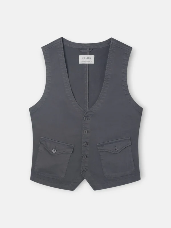 Chaleco bolsillos gris marengo XS / GRIS