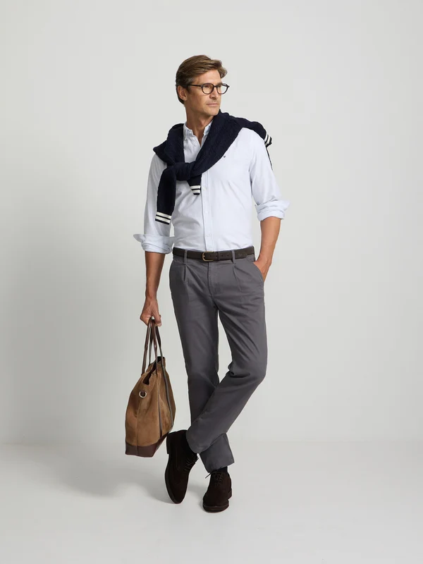 Pantalon sport chino pinza gris marengo 48 / GRIS