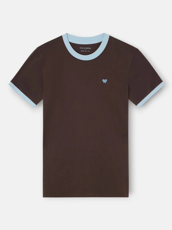 Camiseta ribs contraste rizo marron XL / MARRÓN