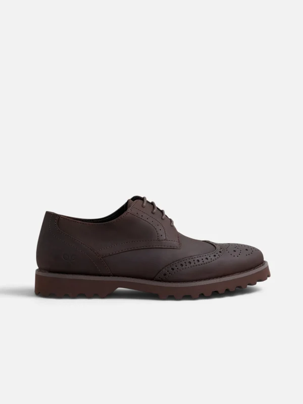 Zapato clasico piel perforado marron 43 / MARRÓN