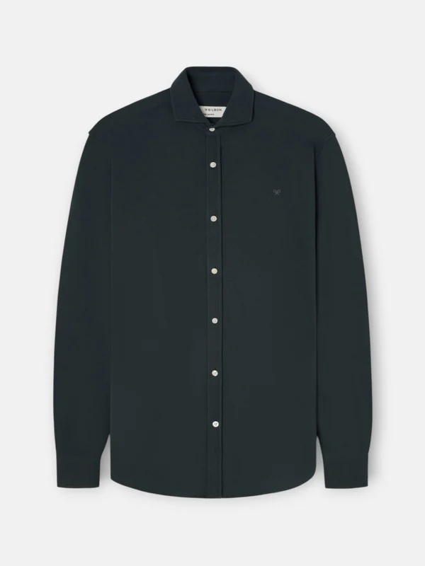 Camisa sport pique verde oscuro 5XL / VERDE