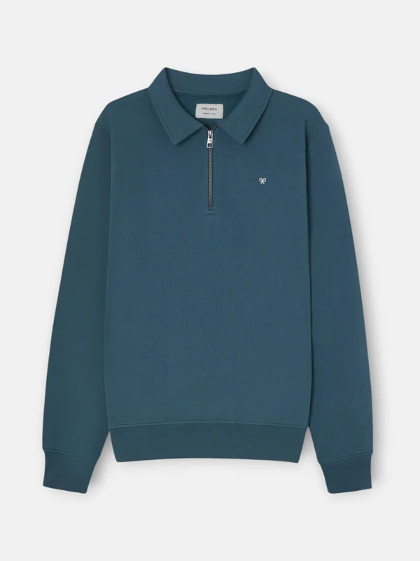 Sudadera media cremallera minilogo petroleo XL / VERDE