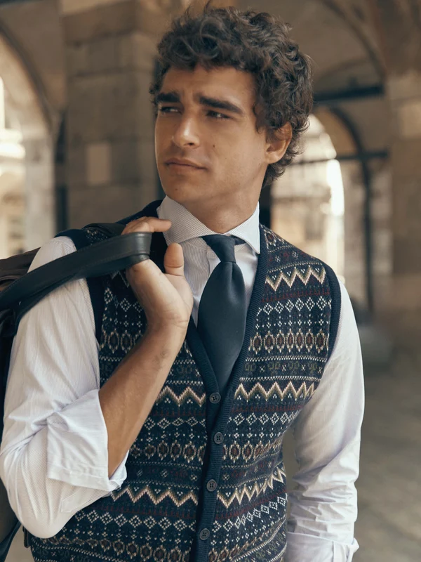 Chaleco punto unique jacquard azul marino 5XL / AZUL MARINO