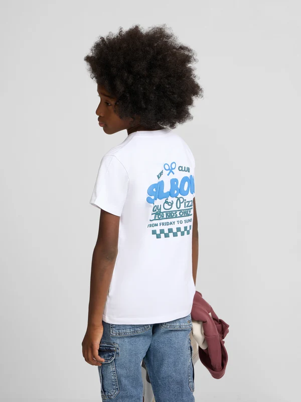 Camiseta kids play y pizza blanca 10 / BLANCO