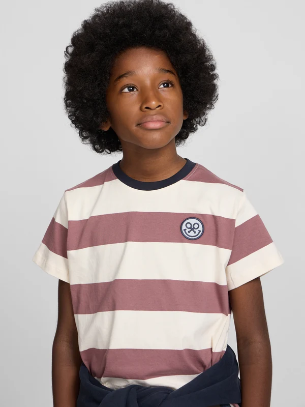 Camiseta kids raya ancha smile burdeos 2 / BURDEOS