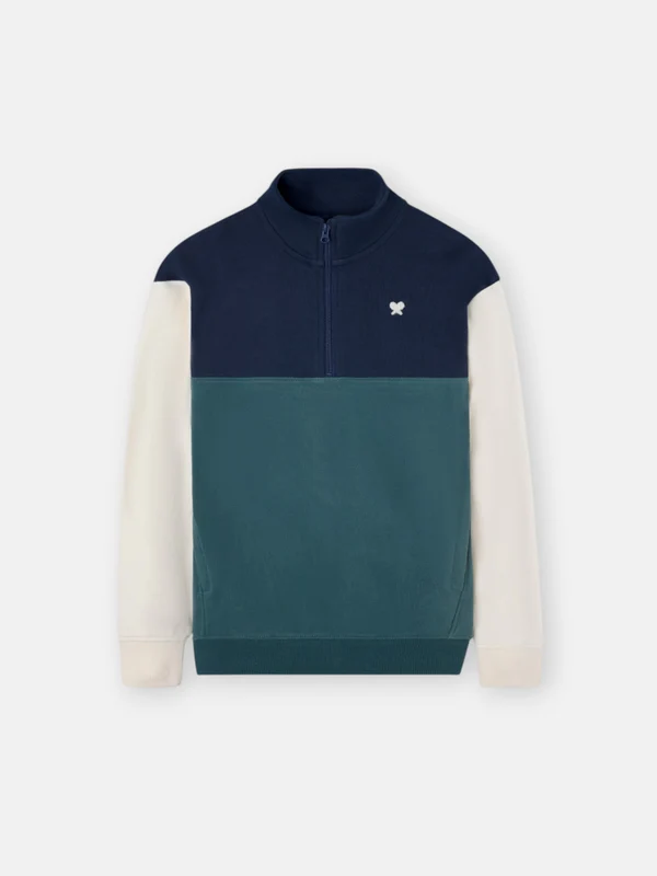 Sudadera kids media cremallera bloques verde 12 / VERDE