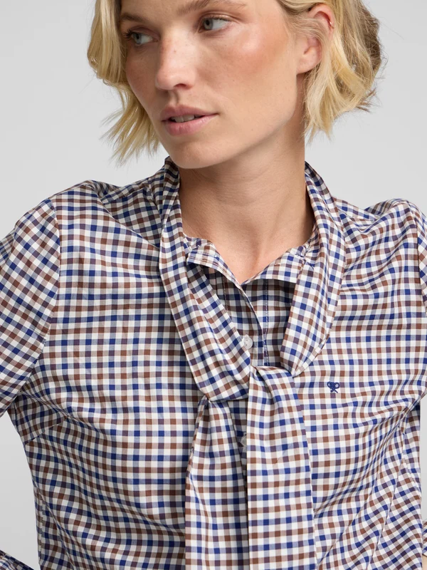 Camisa lazada cuadros azul marino y marron 34 / AZUL MARINO