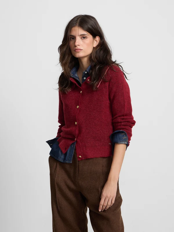 Cardigan cuello bobo granate XXL / BURDEOS