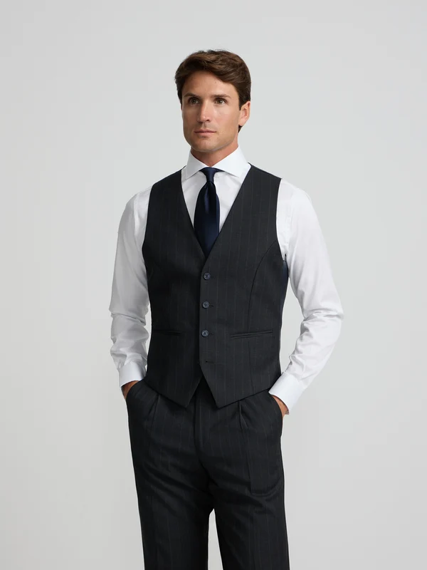 Chaleco traje raya diplomatica gris 60 / GRIS