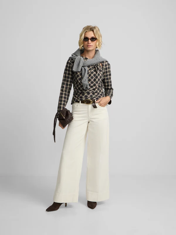 Pantalon wide leg pana crudo 34 / CRUDO