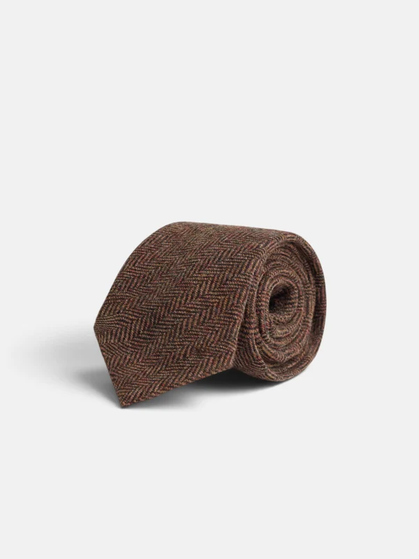 Corbata espiga marron ST / MARRÓN