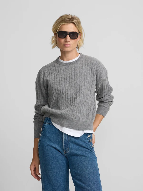 Jersey ochos cuello redondo gris S / GRIS