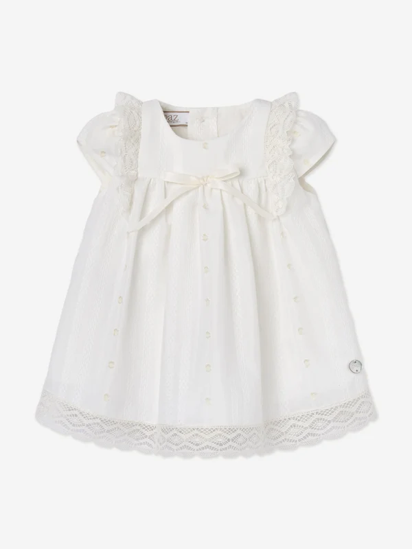 Paz Rodriguez Baby Girls Lace Trim Ceremony Dress in Ivory Ivory / 9 Mths