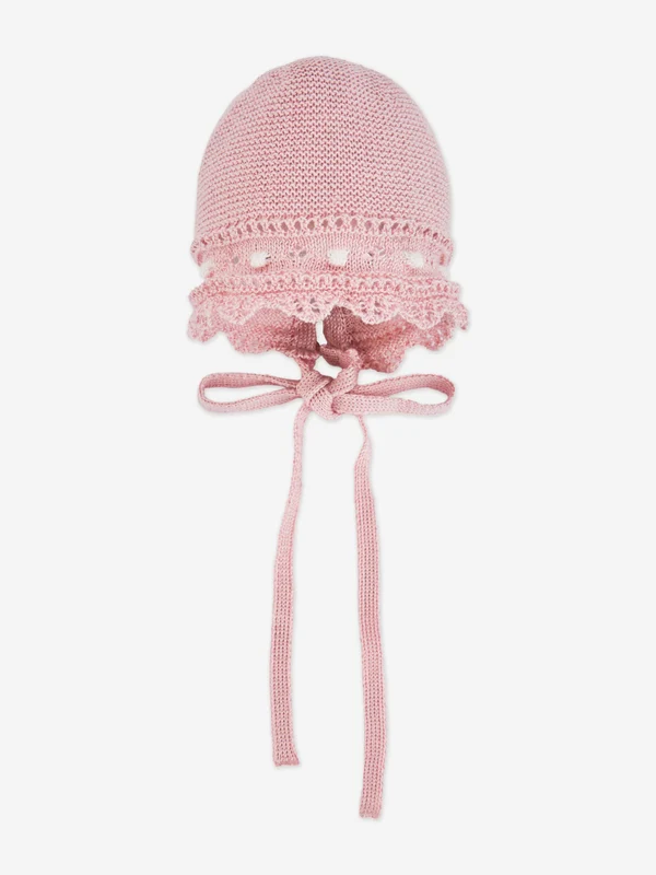 Paz Rodriguez Baby Girls Cotton Knit Bonnet in Pink Pink / 12 Mths